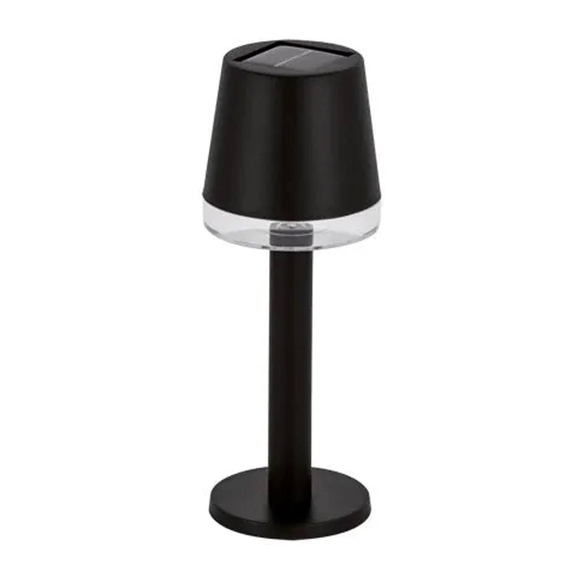 Well Home Lámpara de Mesa solar luces LED blanco cálido en color Negro Ø8x21cm