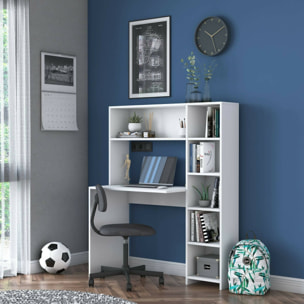 Scrivania Arapaho, Scrittoio multiuso, Tavolo per ufficio porta PC, Piano di lavoro, 113x40h142 cm, Bianco