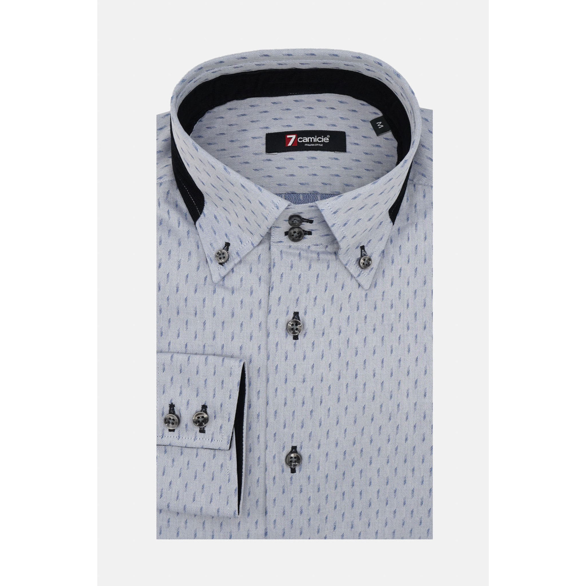 Camicia Uomo 2bottoni Button Down Doppio Collo Slim Jacquard Fantasia Grigio/Grigio Scuro