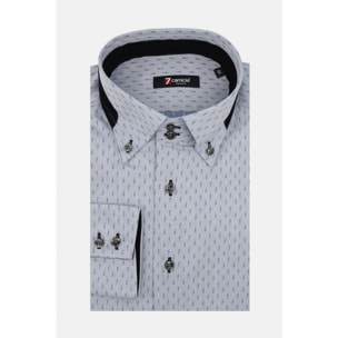 Camicia Uomo 2bottoni Button Down Doppio Collo Slim Jacquard Fantasia Grigio/Grigio Scuro