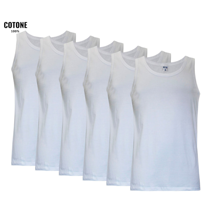 6 Canotte Uomo 100% Cotone NOTTINGHAM Art. VL700