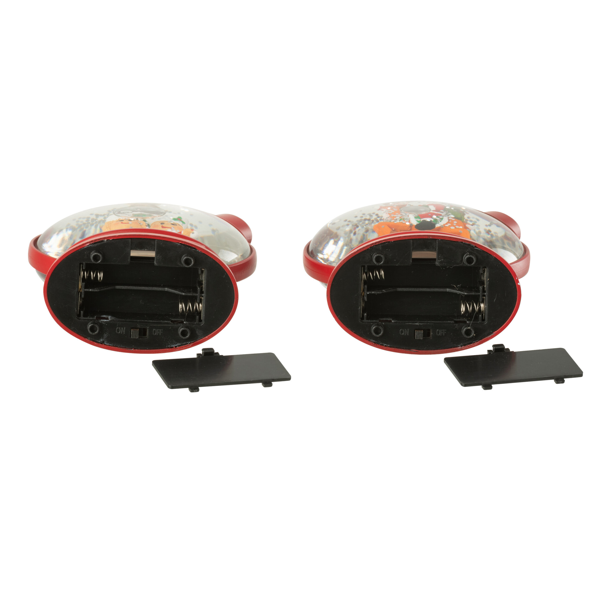 J-Line suspension Boule À Neige Bonhomme Pain D'épice + Père Noël - plastique - bordeaux - 2 pcs