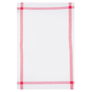 Lot de 2 torchons imprimés - coton - rouge et blanc - 45x70 cm