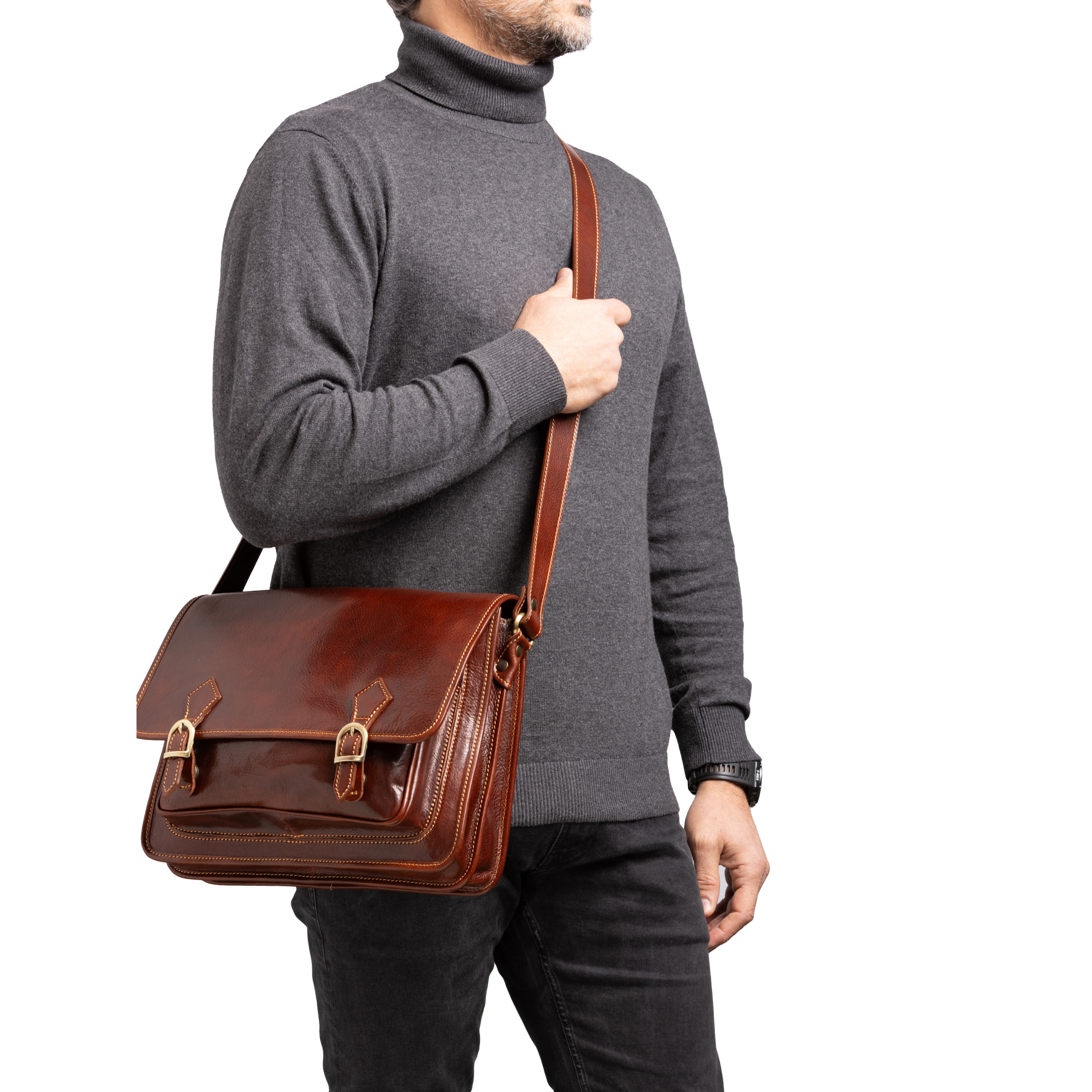 Borsa a tracolla  da donna In Vera pelle Made in Italy 35x27x14 cm