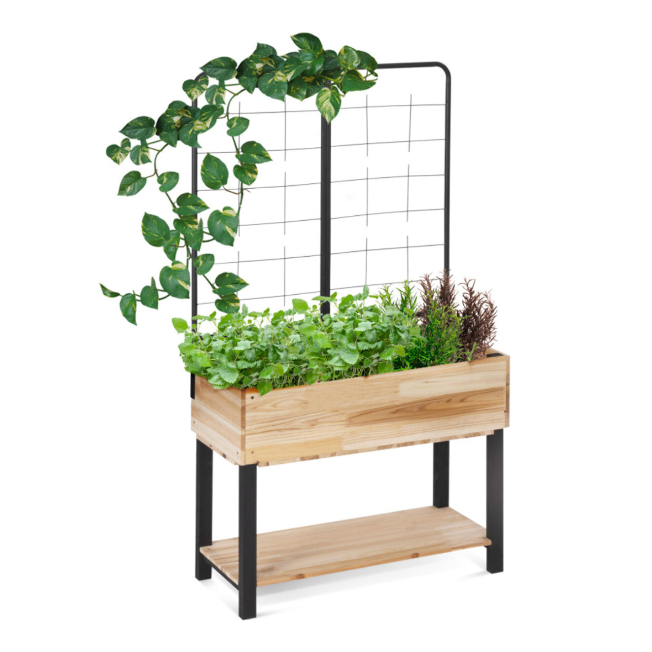 Jardinière sur pieds avec treillis