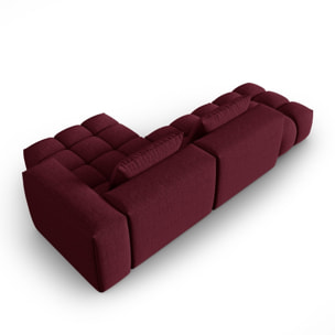 Canapé d'angle droit modulable "Lorella" 4 places en tissu structurel bordeaux