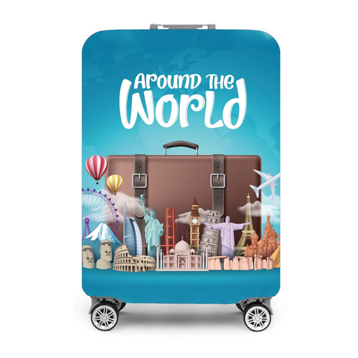 Funda protectora 'around the world' para mediana reutilizable con cremallera