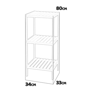 Axis - scaffale in bamboo ed mdf a 3 ripiani 34x33x80 cm