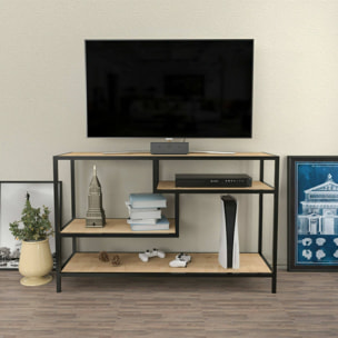 Mobile porta TV Dplizzar, Credenza da soggiorno, Armadio basso per TV, Base parete attrezzata, 120x39h75 cm, Quercia e Nero