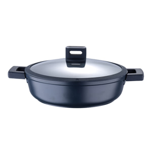 Cacerola Baja Ø28x8cm en Aluminio fundido con tapa apta para inducción INDIGO MasterPRO