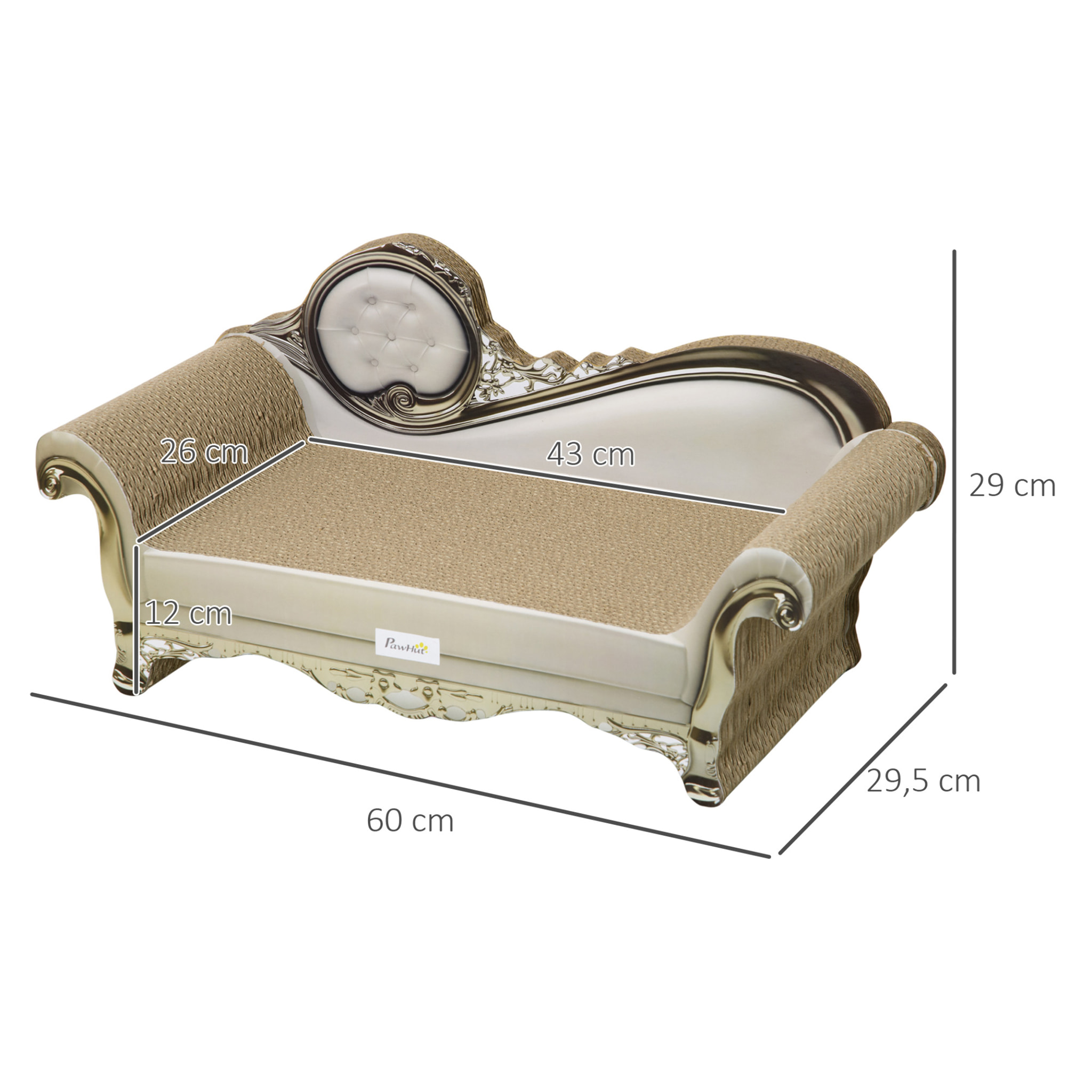 Rascador Cartón para Gatos en Forma de Sofá 2 en 1 Rascador para Gatos con Catnip para Interior 60x29,5x29 cm Marrón