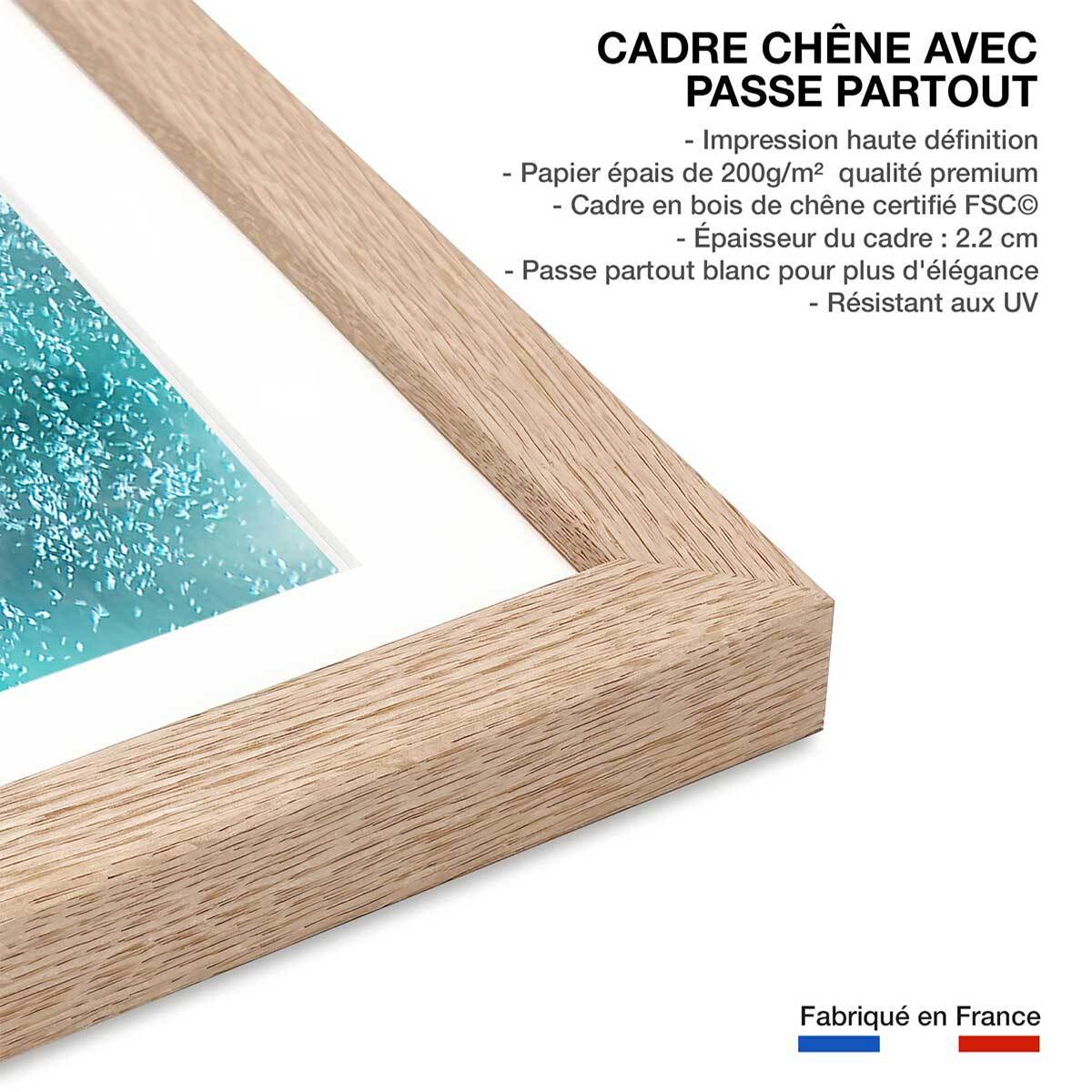 Affiche ours blanc en plein plongeon Affiche sous cadre bois
