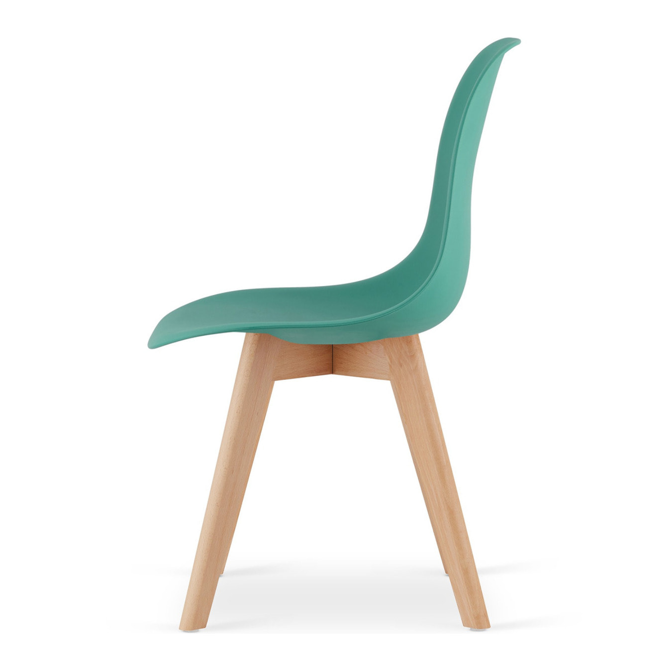 Sedia di design Kito verde con gambe in legno di faggio