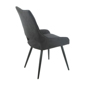 Chaise en lin avec pieds fins en métal noir - CHICAGO