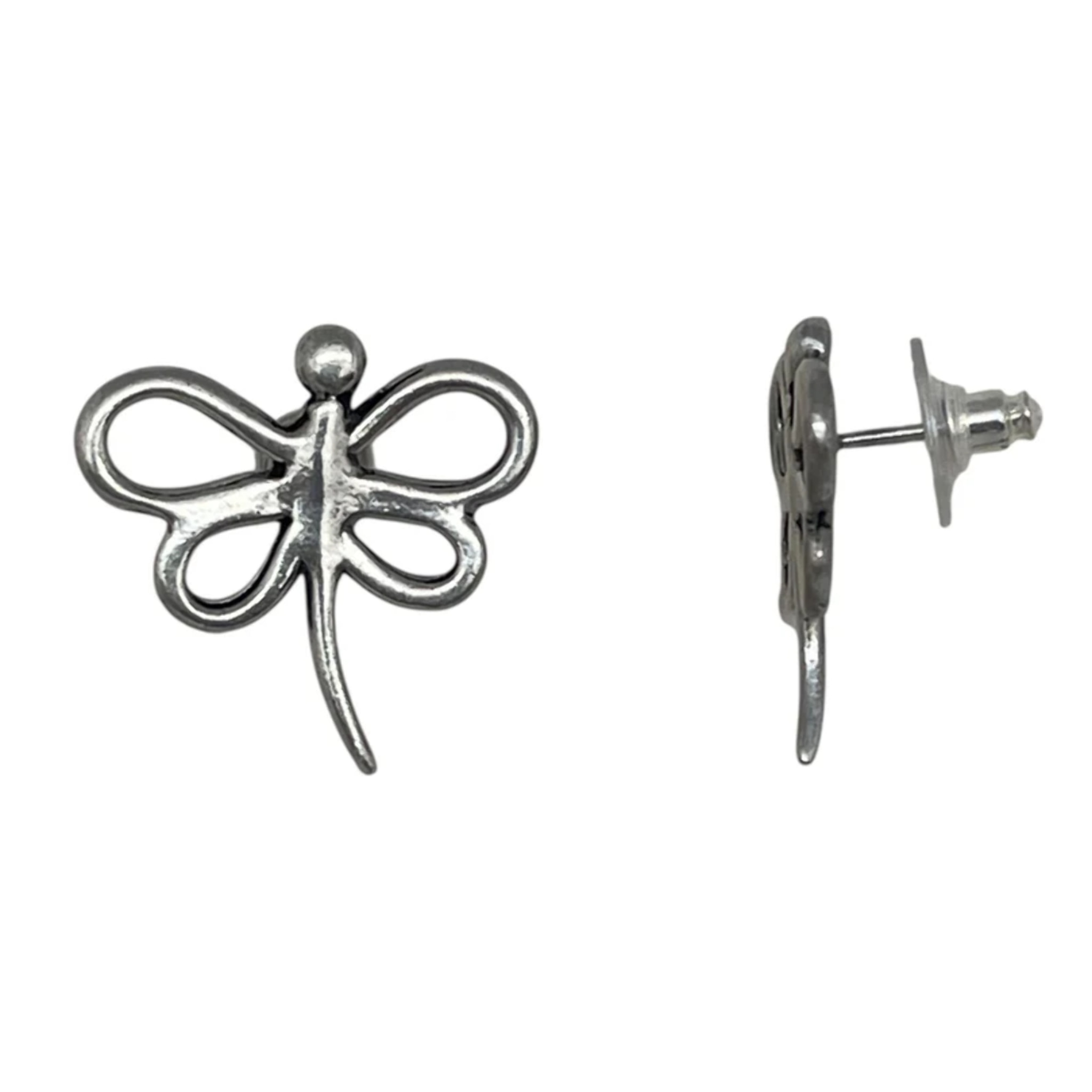 Pendiente botón libélula plata 10µ