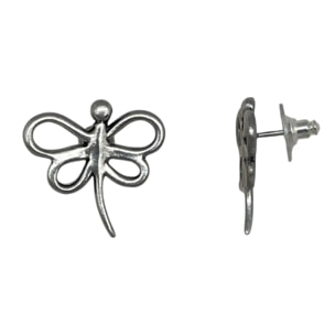 Pendiente botón libélula plata 10µ