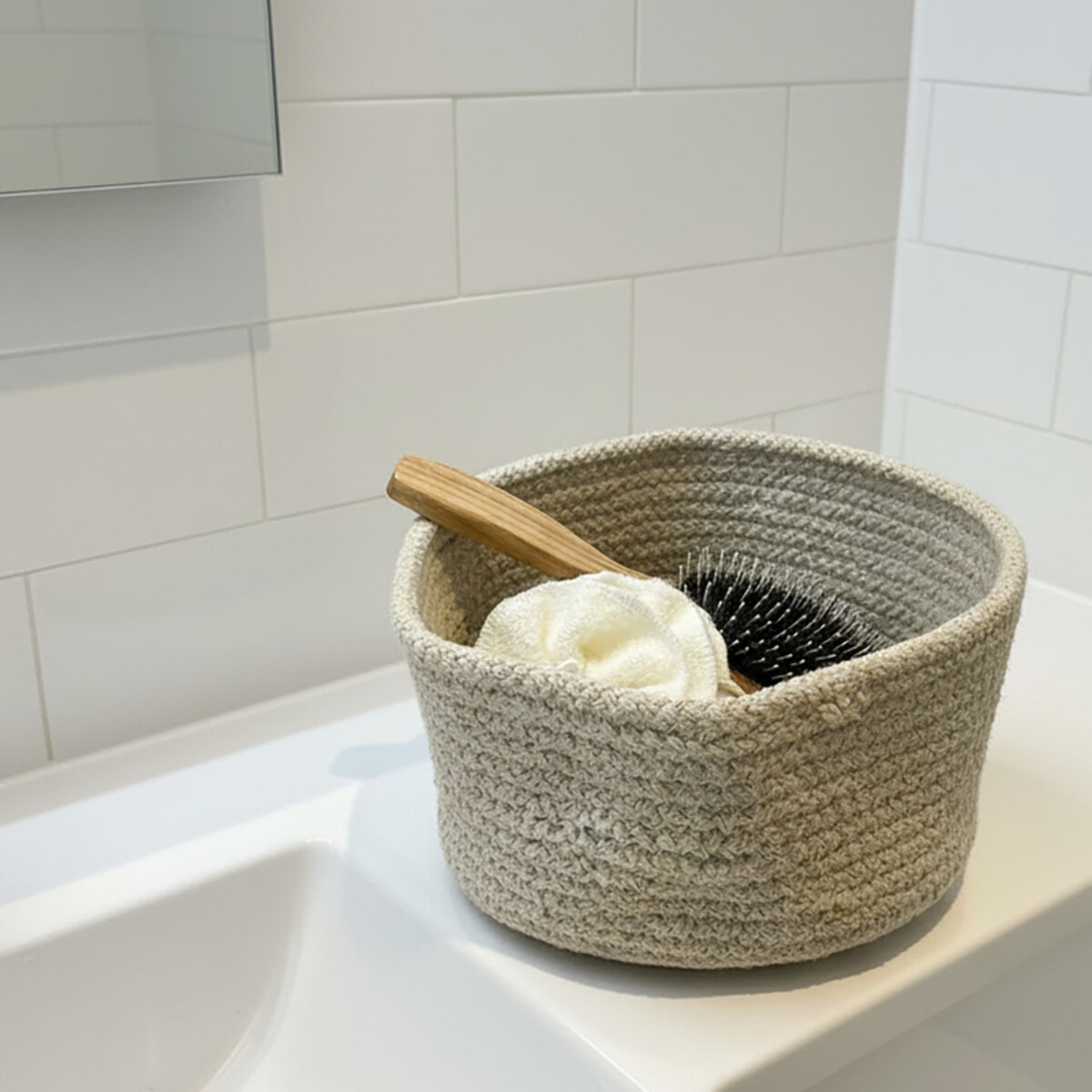 Panier de rangement coton TOBAGO Beige 17x9cm Spirella