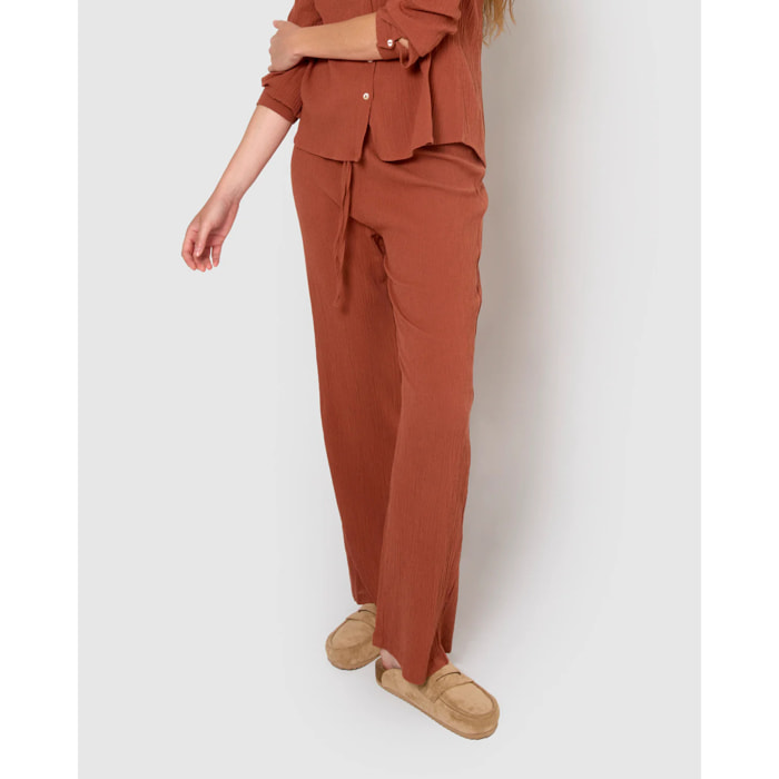 Pantalón algodón lino rosette