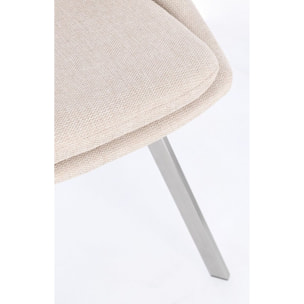 Set di sedie KASHAR in tessuto beige e gambe acciaio