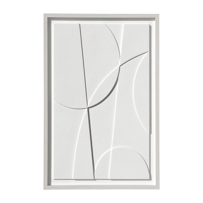 Cuadro Curves resina 3D texturizado abstracto blanco 90x60x4 cm