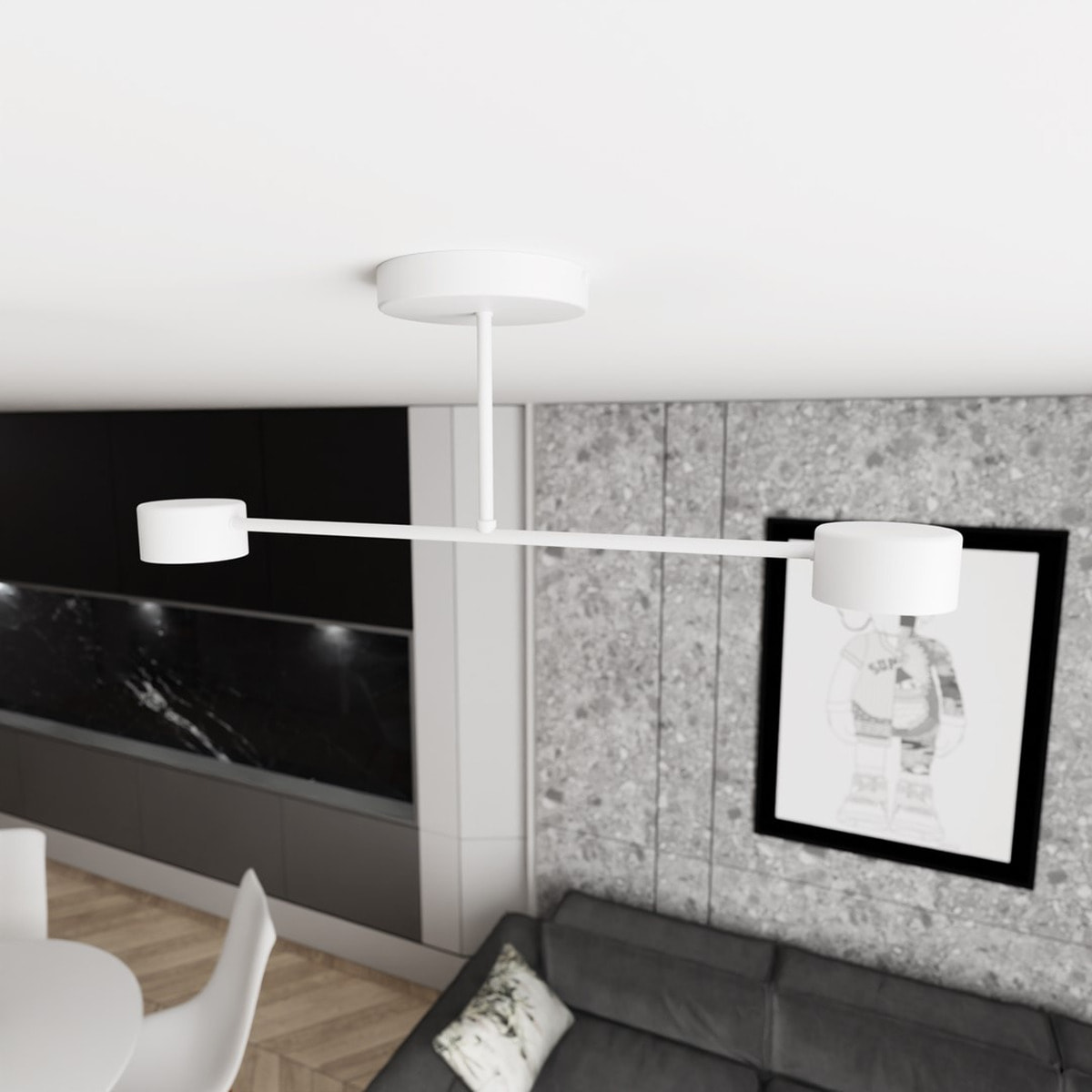 Lampada a sospensione Halo in acciaio bianco opaco