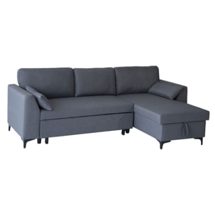 Canapé d'angle convertible LOGAN 3 places gris chiné