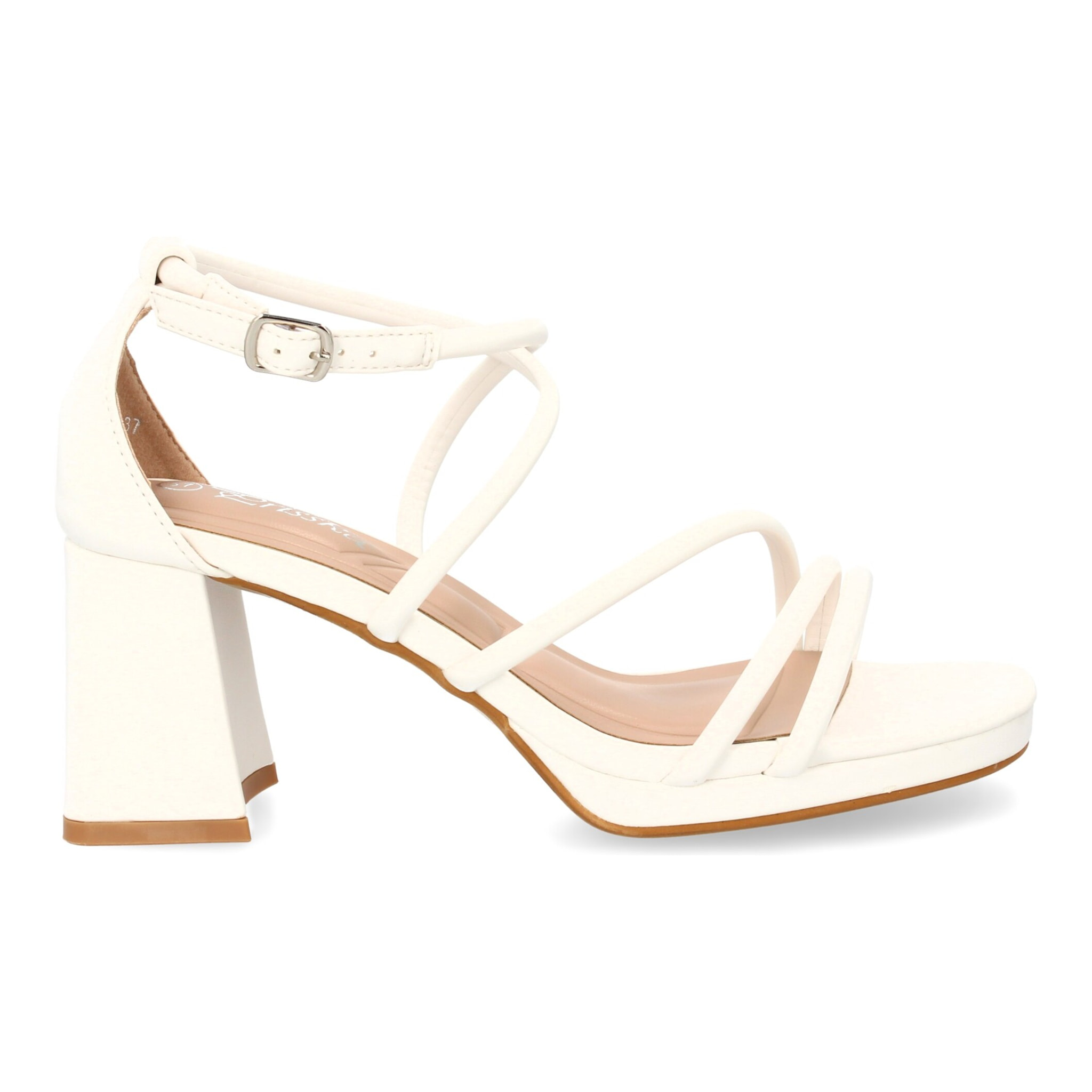 Sandalia de tacón con tiras finas para mujer