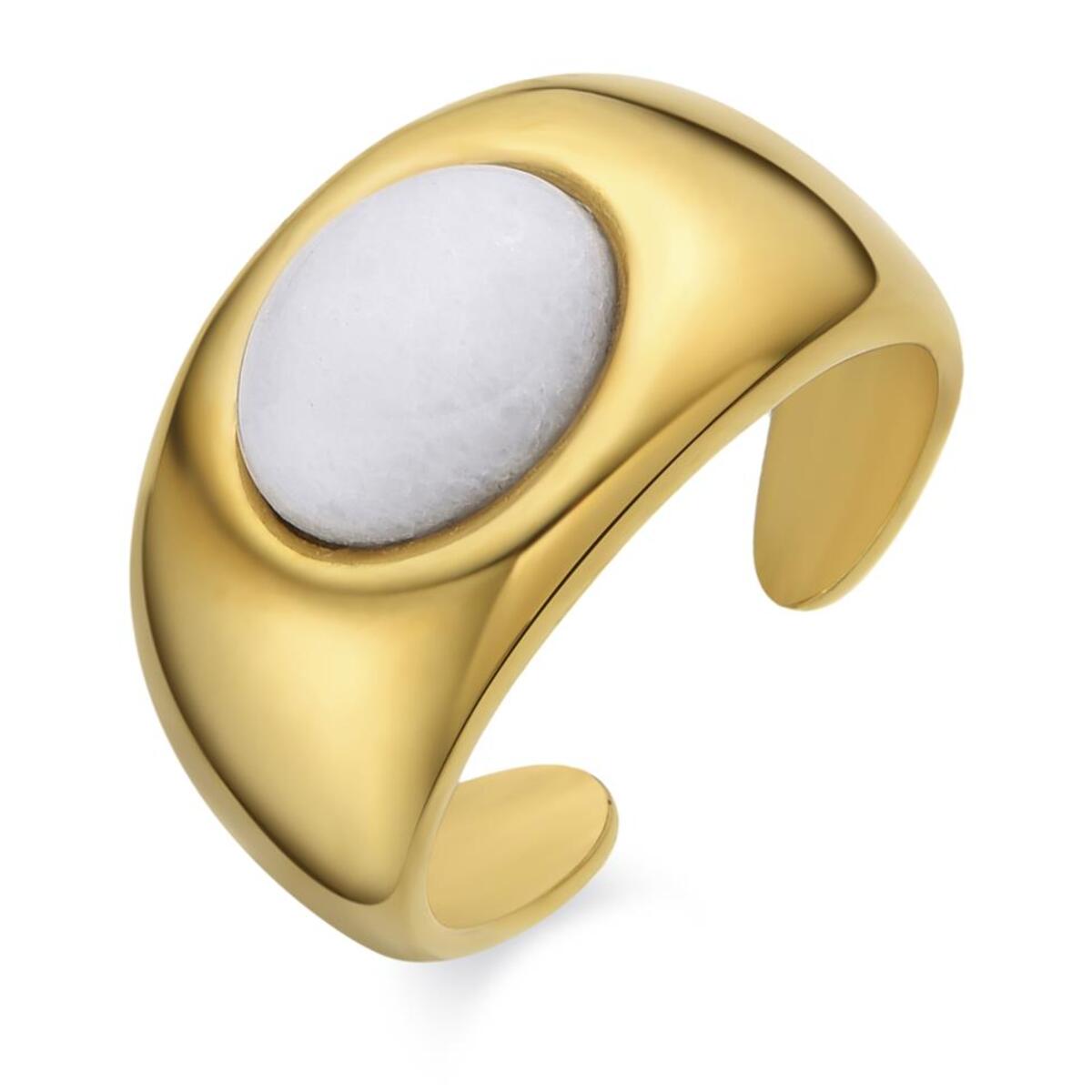 Anillo con Madreperla Blanca acabado oro 18k