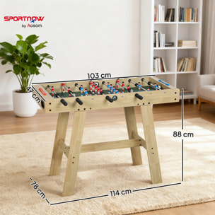 Futbolín para Niños de Madera, Mesa de Futbolín con 2 Marcadores, 8 Asas, 22 Jugadores y Barras Telescópicas, para Niños de +6 Años y Adultos, Familias, Fiestas, 114x78x88 cm, Natural