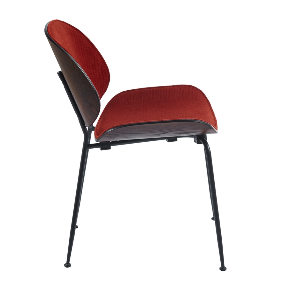 Set 4 sedie moderne in tessuto rosso con gambe in metallo - Elizabeth