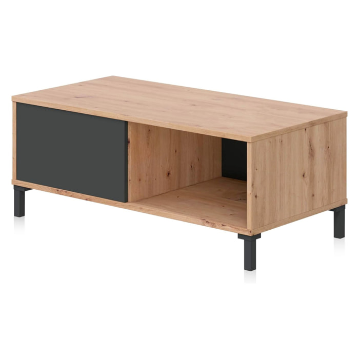 Tavolino Da Caffè Con Vano Aperto e Chiuso Tavolo Basso Design Soggiorno Salotto Arredo Casa Stile 40 x 100 x 50 cm Rovere e Grigio Antracite
