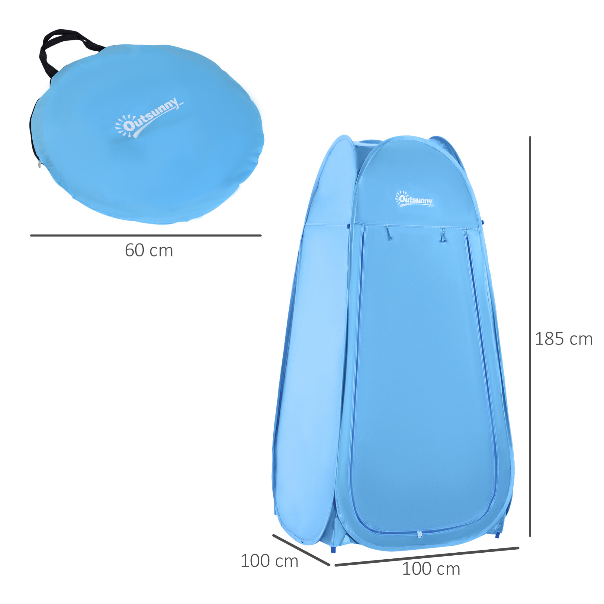 Tente de douche pliable pop-up automatique instantanée cabinet de changement camping polyester bleu