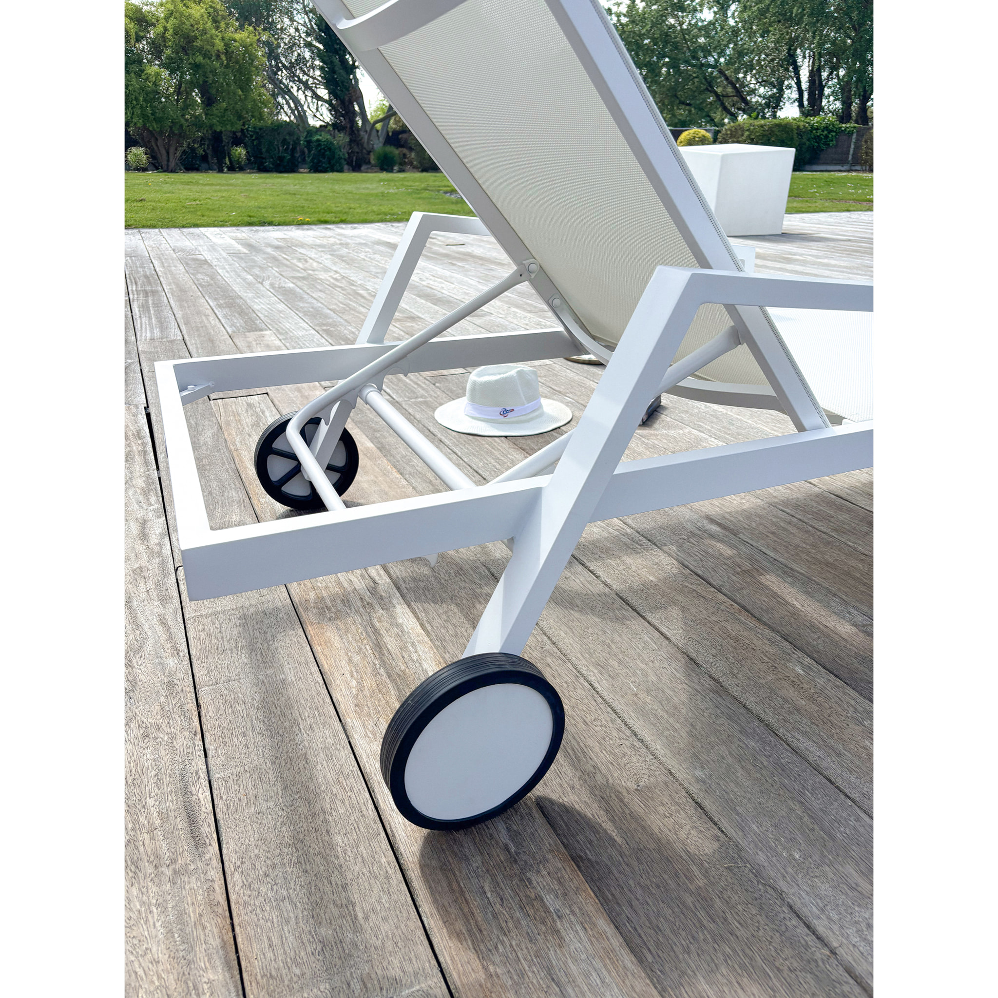 IBIZA - Lot de 2 bains de soleil en aluminium et toile plastifiéehe