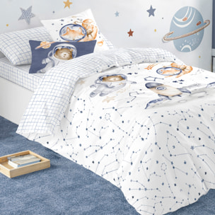 Funda Nórdica Estampada - Infantil - 100% Algodón - Incluye 1 Funda de Almohada - Interstellar