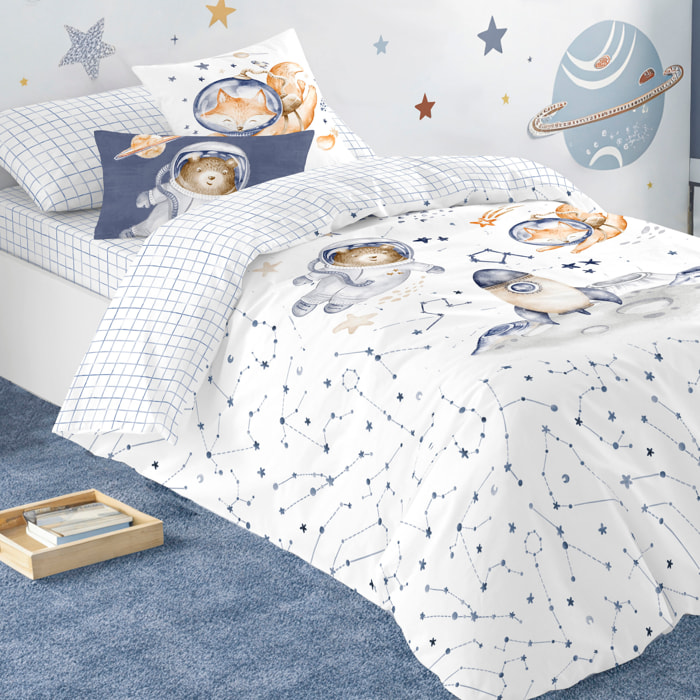 Funda Nórdica Estampada - Infantil - 100% Algodón - Incluye 1 Funda de Almohada - Interstellar