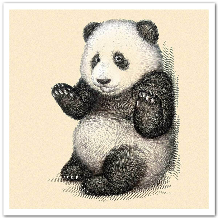 Affiche enfant Affiche illustration vintage panda Affiche seule