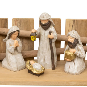 Crèche de Noël avec 7 santons 30x18cm résine