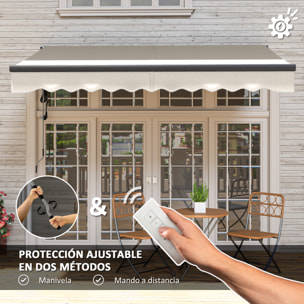 Toldo Elá©ctrico Retrá¡ctil y Manual con Mando a Distancia 3x2,5 m Toldo de Exterior Terraza Enrollable con Manivela Marco de Aluminio y Protección UV30+ para Jardín Puerta Ventana Crema