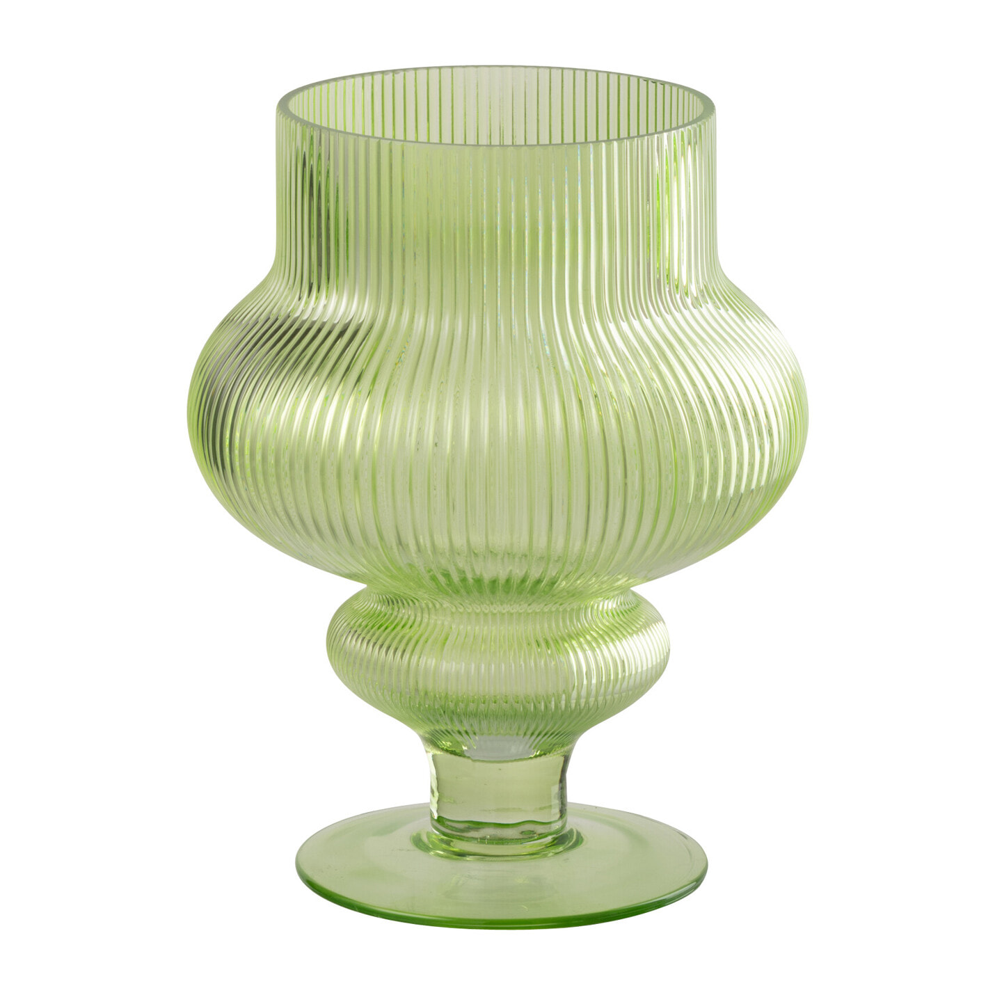 J-Line Vase Ada Cotelé - verre - vert - small