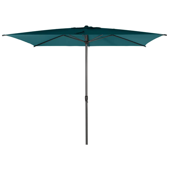 Parasol droit rectangulaire "Loompa" bleu canard 3x2m en aluminium