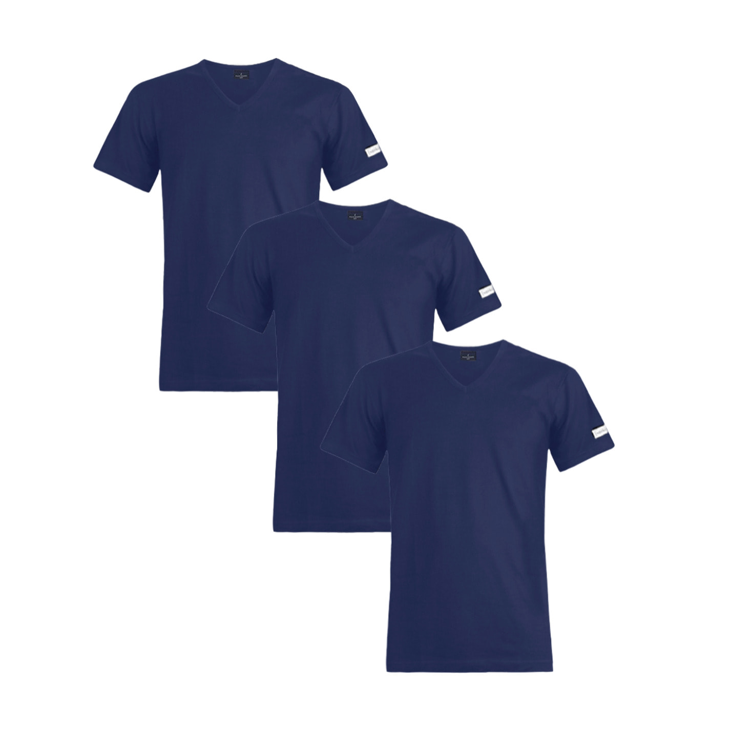 3 T-shirt da Uomo Scollo a V in 100% Cotone Navigare, Art. 512 Navy