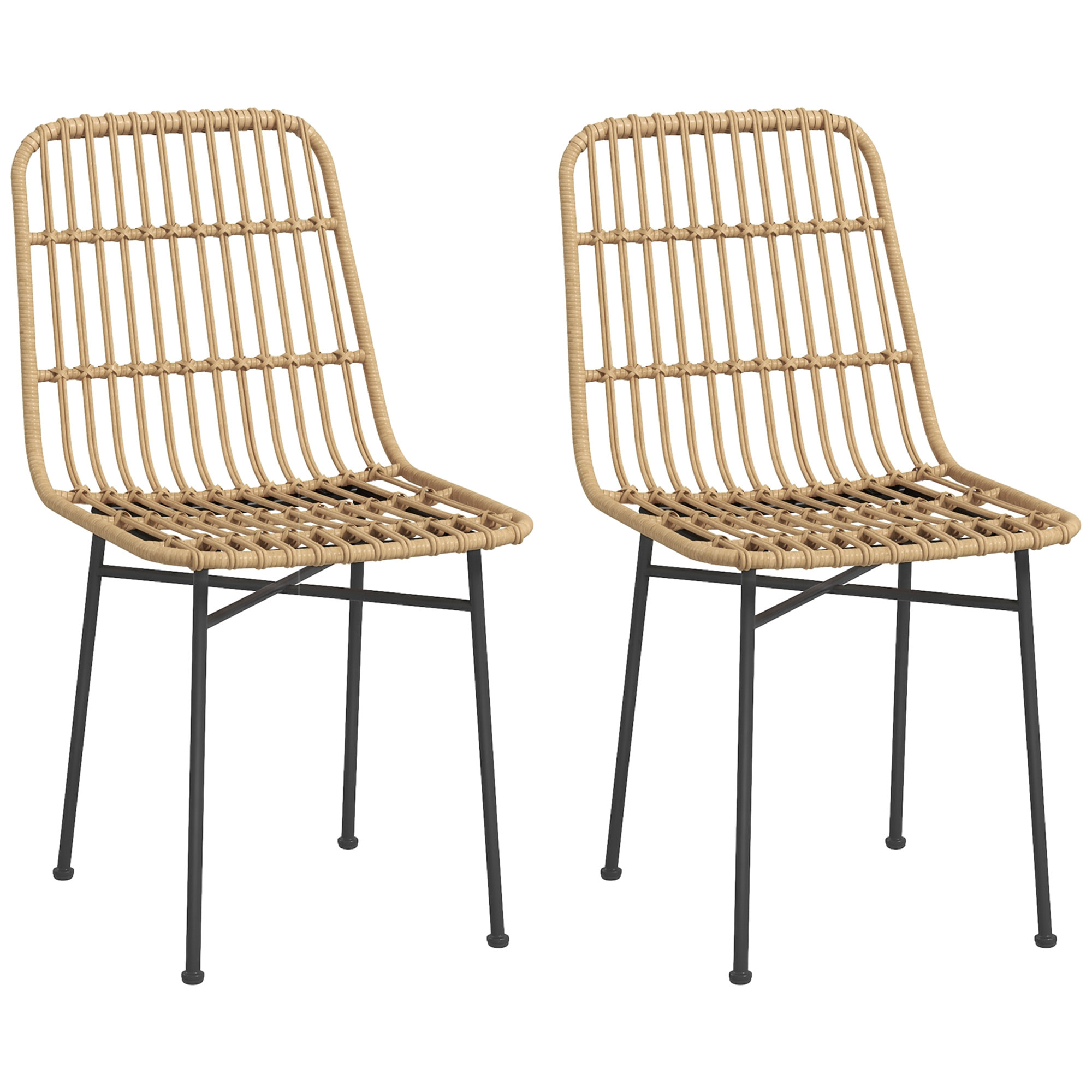 Lot de 2 chaises de salon style bohème chic résine tressée aspect rotin