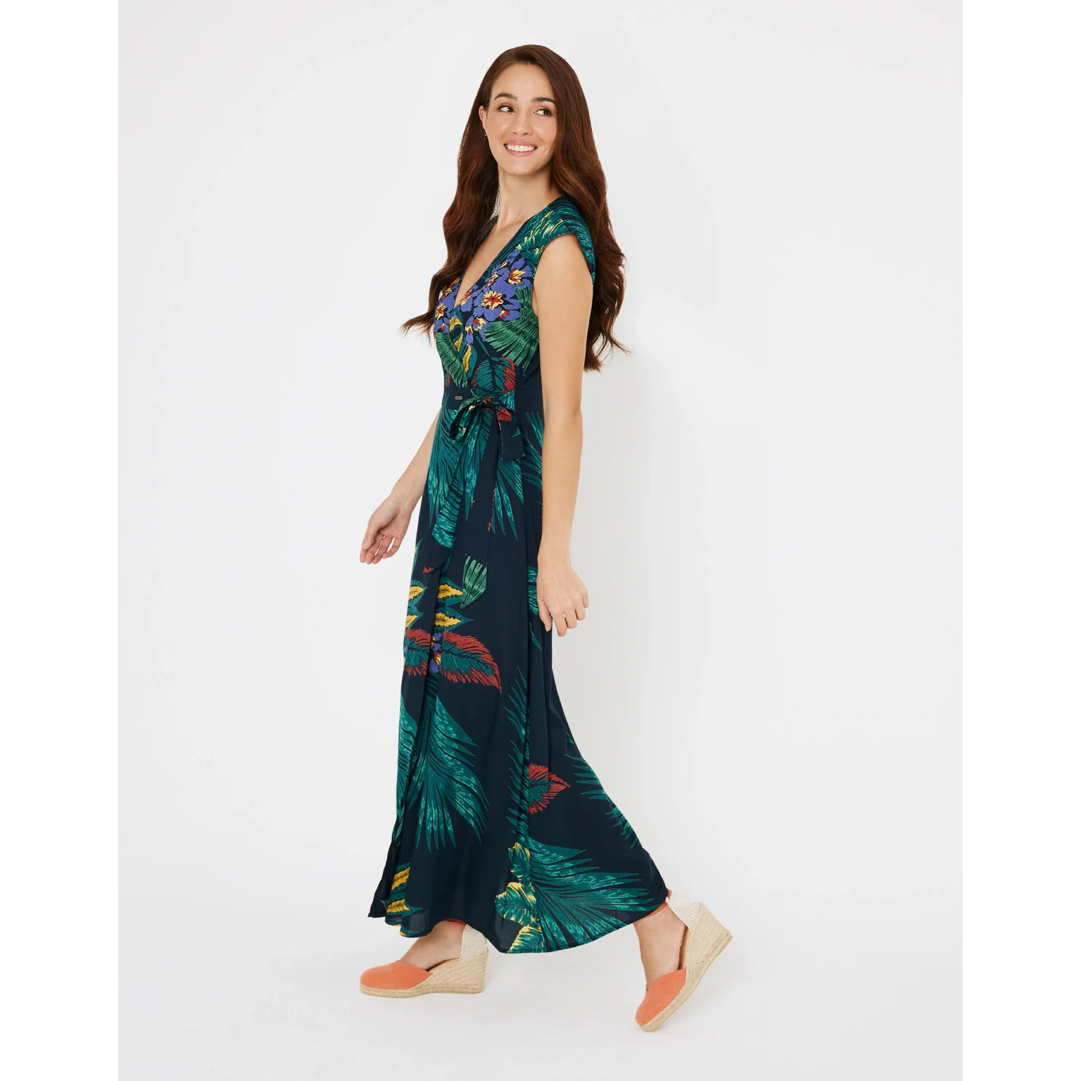 Vestido Largo Estampado Tropical Multicolor - Titania