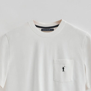 Camiseta blanca con bolsillo y bordado Rigby Go.
