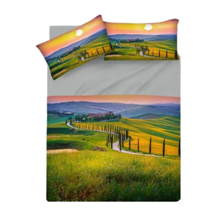 INTRECCI Set Lenzuola Matrimoniali in Cotone, Stampa Alta Qualità, Lenzuolo Sotto + Lenzuolo Sopra + 2 Federe, Comfort, Morbidezza, per Pelli Sensibili, non Stringe in Lavatrice. Fantasia: Tuscany