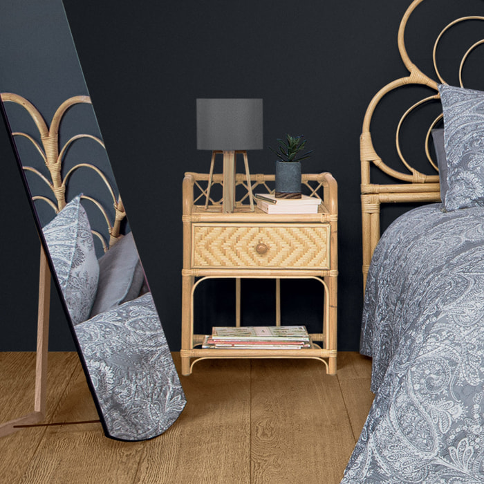 Table de chevet "Aoni" rotin H60cm