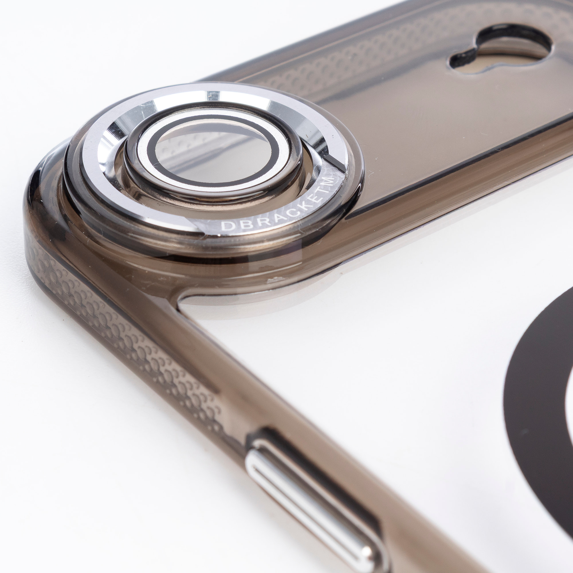 Custodia trasparente con fotocamera coperta e bordi neri. Magsafe per iPhone 17 Air.