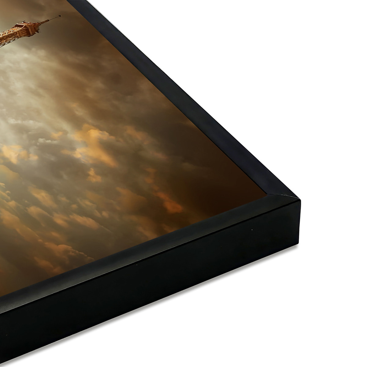 Affiche encadrée tour Eiffel coucher de soleil Affiche + cadre en métal - Noir