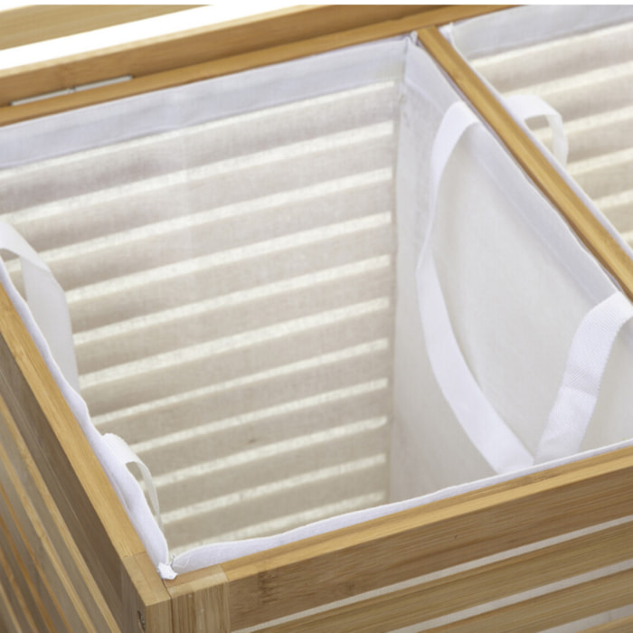 Panier à linge double 100 litres - Naturel