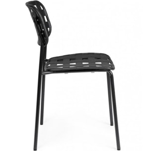 Set di 4 sedie CLOVER in polipropilene nero e struttura acciaio, impilabile